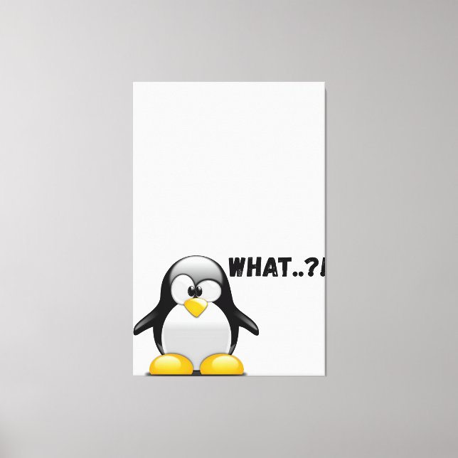 What..? – Funny Penguin Art Canvas Print (Front)