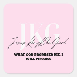 WHAT GOD PROMISED ME, I WILL POSSESS SQUARE STICKER