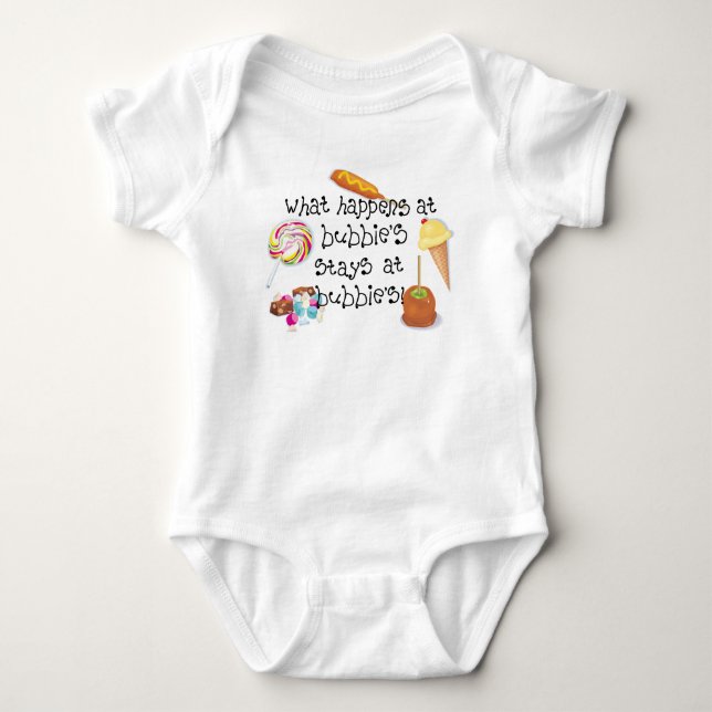 What Happens at Bubbie's STAYS at Bubbie's Baby Bodysuit (Front)