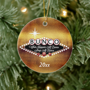 What Happens At Bunco Faux Gold Ceramic Tree Decoration