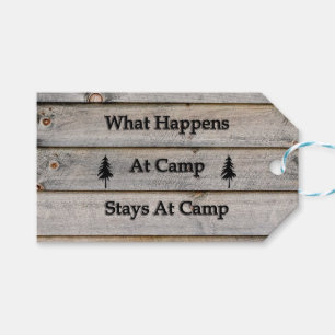What happens at camp stays at camp gift tags