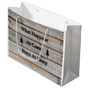 What happens at camp stays at camp large gift bag