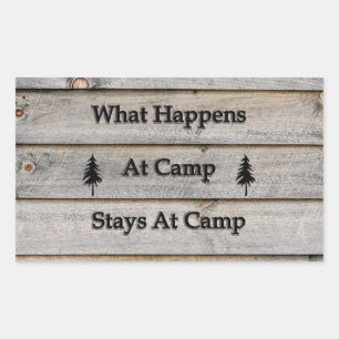 What happens at camp stays at camp rectangular sticker