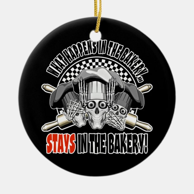 What Happens in the Bakery: Rolling Pins Ceramic Tree Decoration (Front)