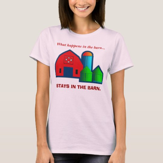 What happens in the barn... Womens pink tank