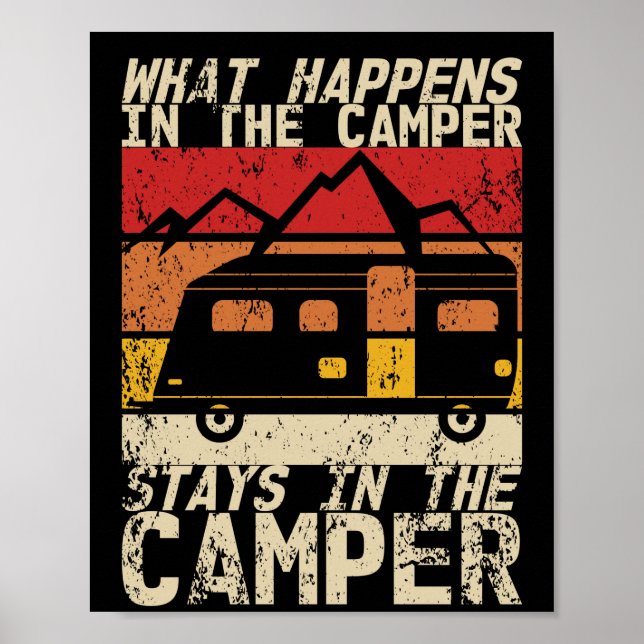What Happens In The Camper Caravan Camping Retro Poster (Front)