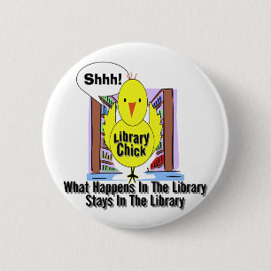 What Happens In The Library... 6 Cm Round Badge