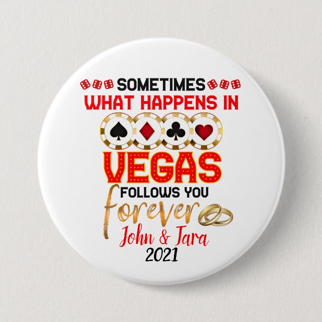 What Happens in Vegas Anniversary Married Couple  7.5 Cm Round Badge (Front)