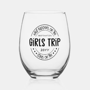 What happens on Girls Trip Custom Girls Weekend Stemless Wine Glass