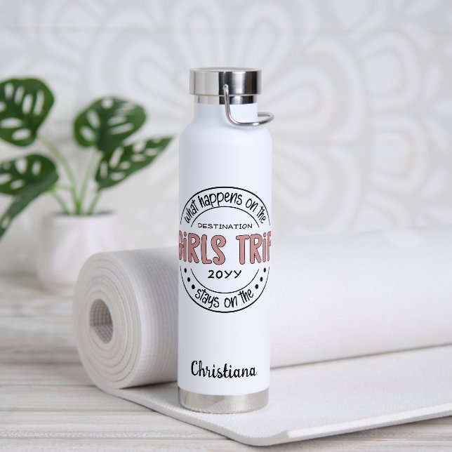 What happens on Girls Trip Custom Girls Weekend Water Bottle (Yoga)
