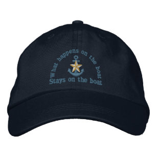 What happens on the boat humour golden star anchor embroidered hat