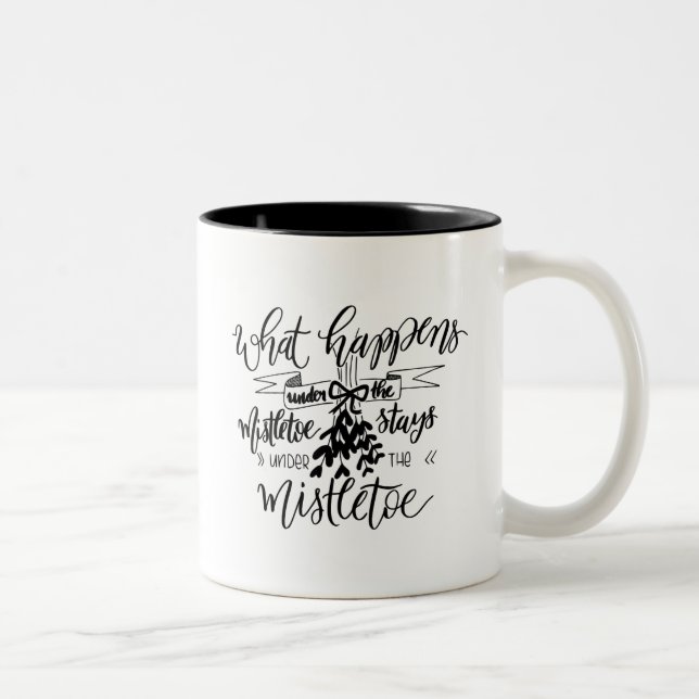 What Happens Under the Mistletoe Stays There Two-Tone Coffee Mug (Right)