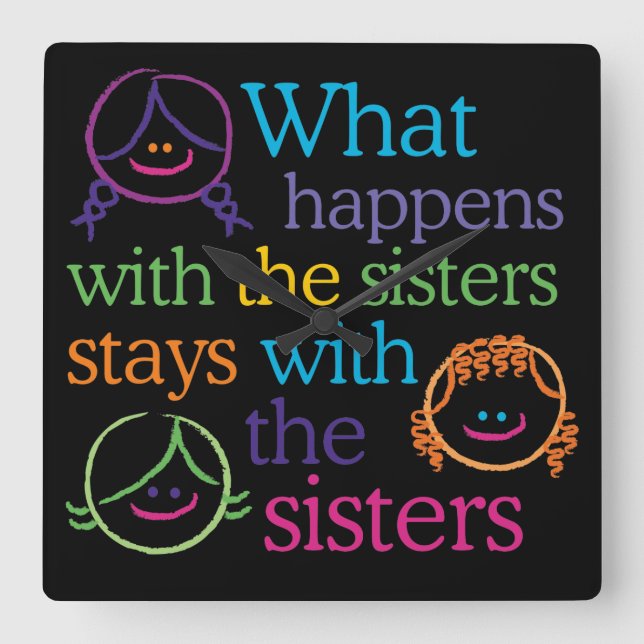 What Happens with the Sisters Cute Wall Clock (Front)