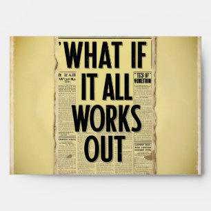 What If It All Works Out Retro Newspaper Typograph Envelope
