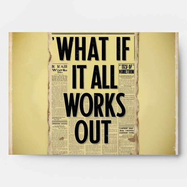 What If It All Works Out Retro Newspaper Typograph Envelope (Front)