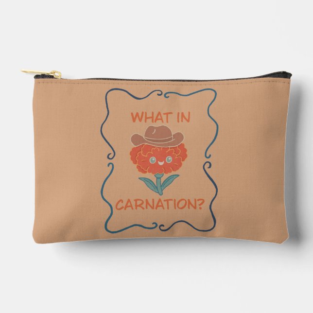 What in Carnation Funny Cowboy Flower Accessory Pouch (Front)