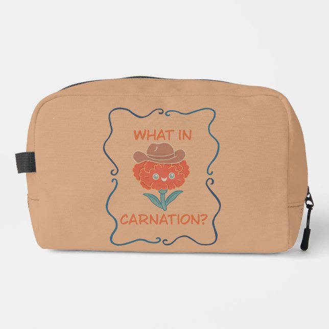 What in Carnation Funny Cowboy Flower Dopp Kit (Front)