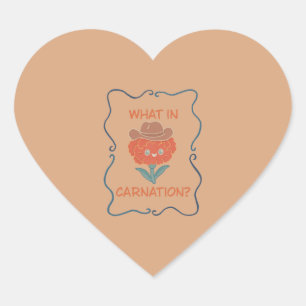 What in Carnation Funny Cowboy Flower Heart Sticker
