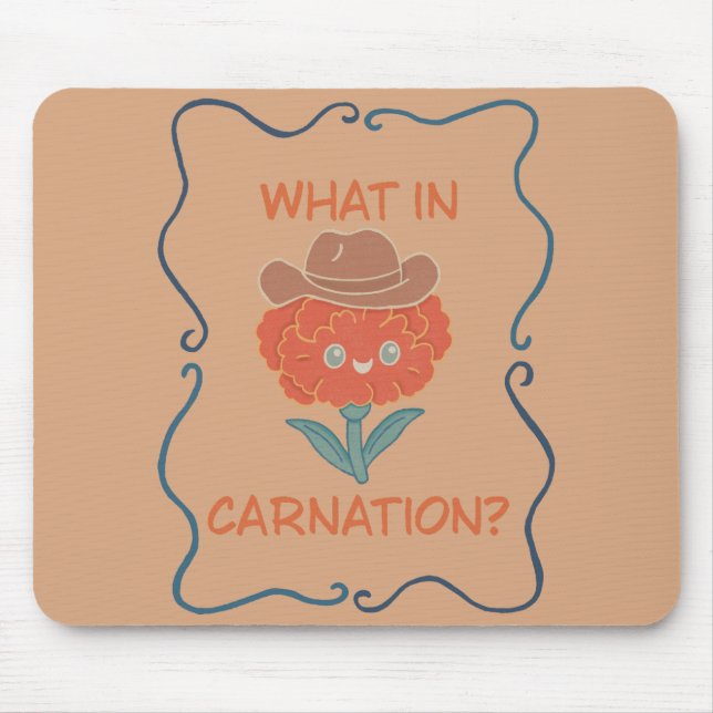 What in Carnation Funny Cowboy Flower Mouse Mat (Front)