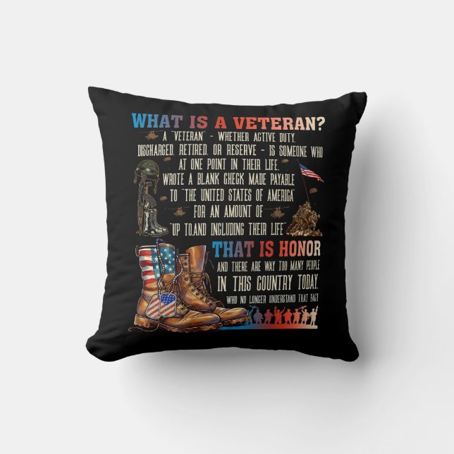 What Is A Veteran That Is Honour Patriotic America Cushion (Front)