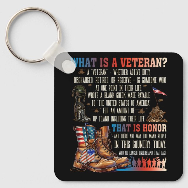 What Is A Veteran That Is Honour Patriotic America Key Ring (Front)