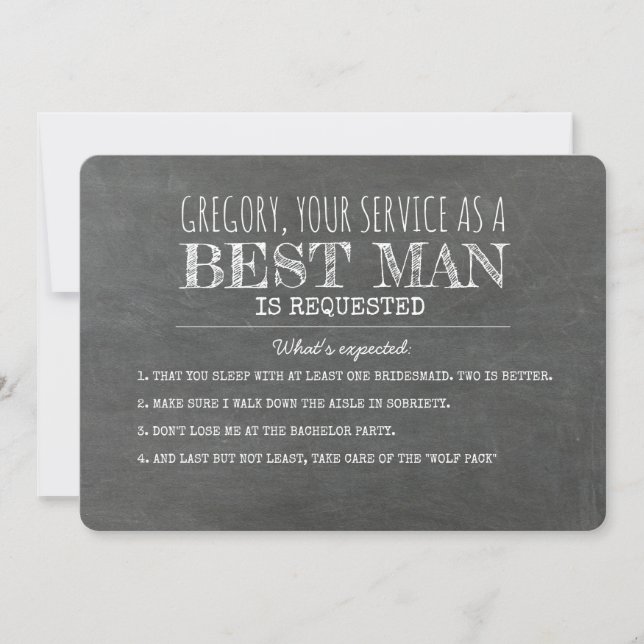 What Is Expected - Funny Best Man Proposal Invitation (Front)