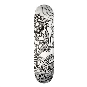 What is happening skateboard with doodle art