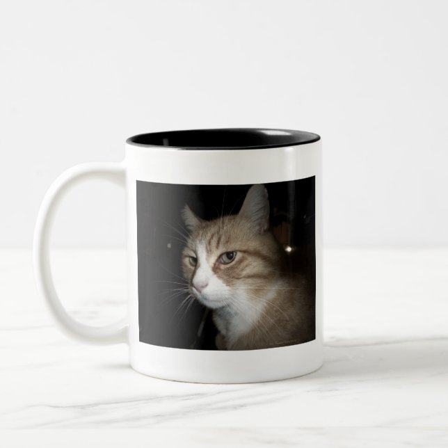 What is he thinking? Two-Tone coffee mug (Left)