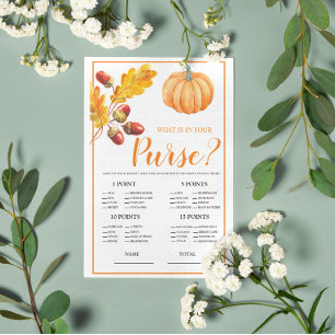 What is in Purse Fall Pumpkin Bridal Game