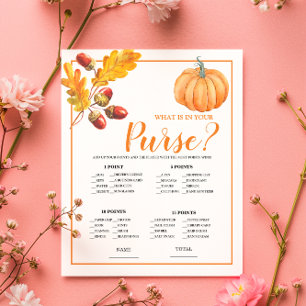 What is in Purse Fall Pumpkin Bridal Game