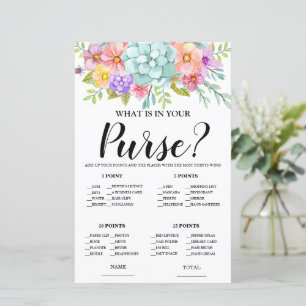 What is in Purse Pink Floral Bridal Game