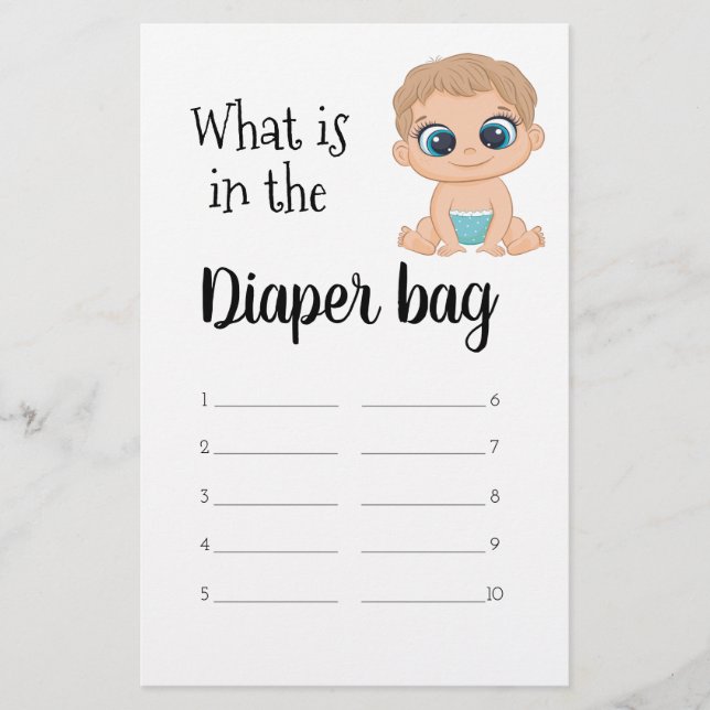 What is in the Diaper Bag Baby Boy Flyer (Front)