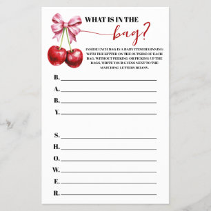 What is in the Diaper Bag Cherry Baby Shower Game Flyer