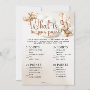 WHAT IS IN YOUR PURSE Baby Shower Game Cute Bear Invitation