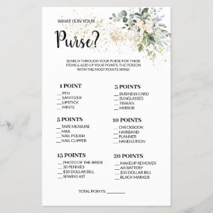 What is in your Purse Herbal Shower Game Card 