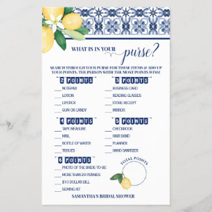 What is in your Purse Mediterranean Shower Game Flyer