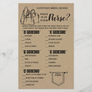 What is in your Purse Rustic Bridal Shower Game Flyer