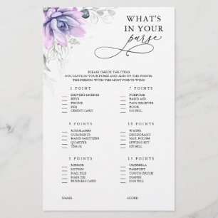 What Is In Your Purse Succulent Bridal Shower Game