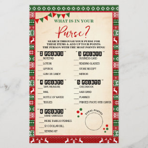 What is in Your Purse Ugly Sweater Game Card