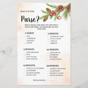 What is in your Purse Wedding Shower Game Card