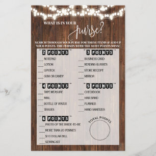 What is in your Purse Western Bridal Shower Game Flyer