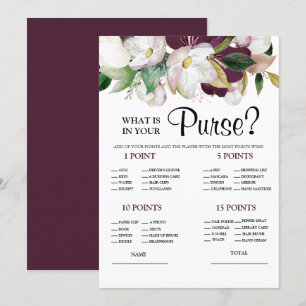 What is in your purse White Bridal Game Invitation