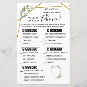 What is on your Phone bilingual bridal shower game