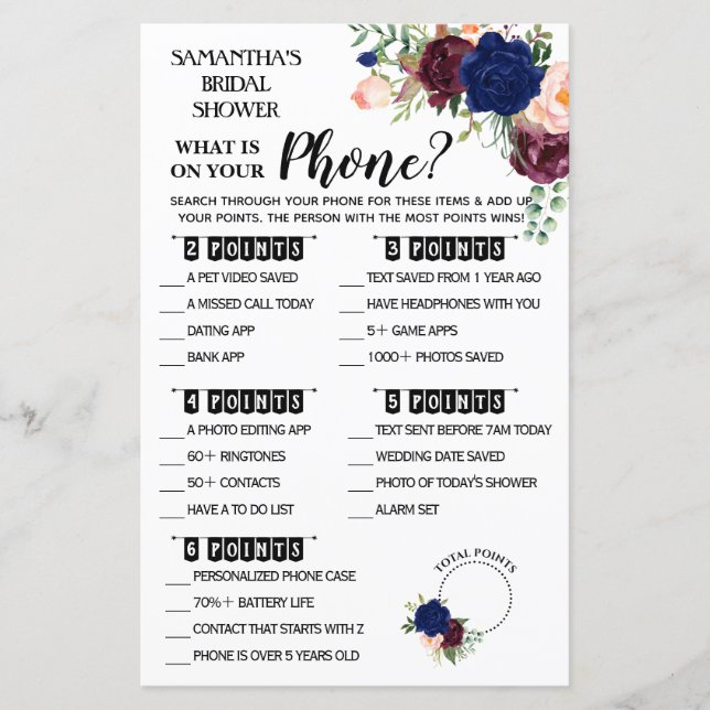 What is on your Phone shower english spanish game (Front)