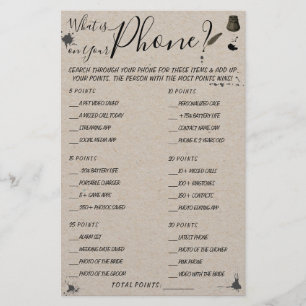 What is on your Phone   Shower Game Card