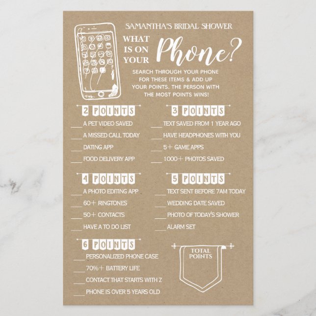 What is on your Phone shower game english spanish (Front)