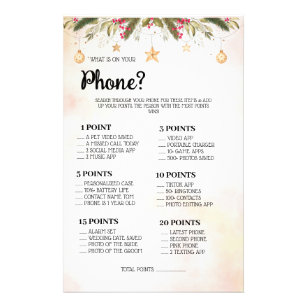 What is on your Phone Wedding Shower Game Card Fly