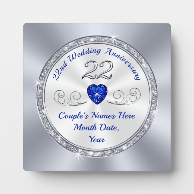 What is the 22nd Wedding Anniversary Gift? Plaque (Front)
