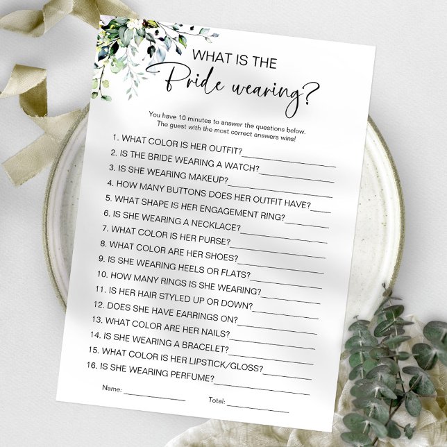 What Is The Bride Wearing Bridal Shower Game Invitation (Creator Uploaded)