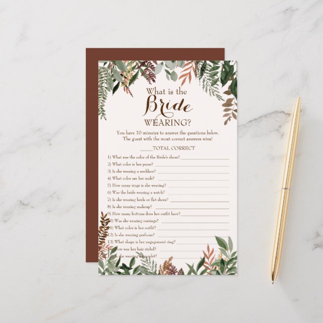  What Is The Bride Wearing Game Аutumn Leave Flyer (Front/Back In Situ)
